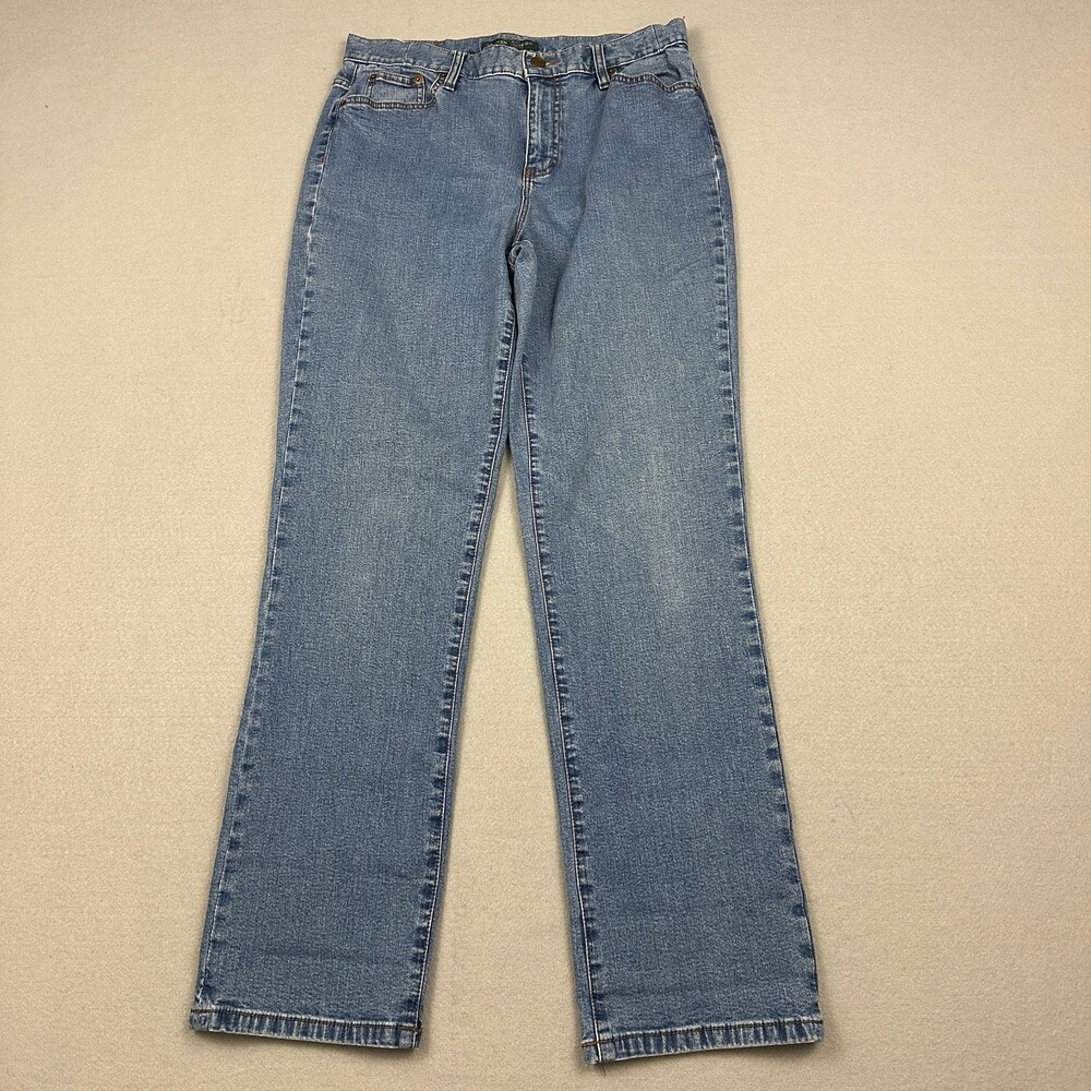 Lauren Ralph Lauren Jeans Women 10 Blue Solid Straight Leg LRL Denim Stretch